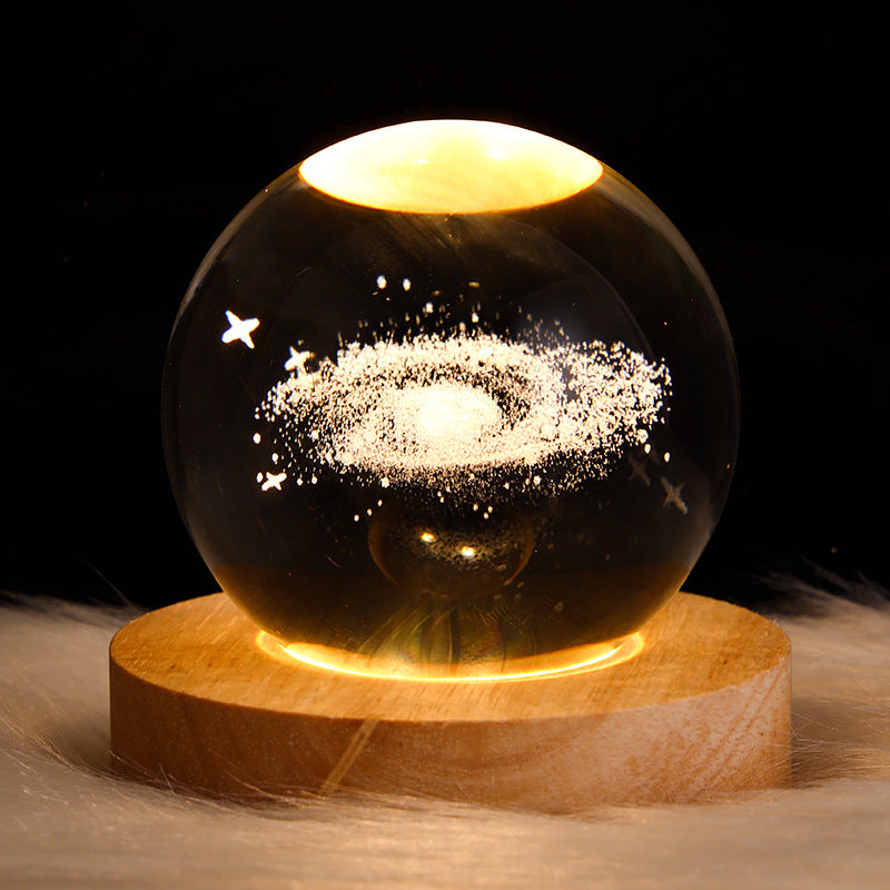 3D crystal ball galaxy night light in Nebula style projecting stars, planets, and moon for ambient room lighting (Style: Nebula)