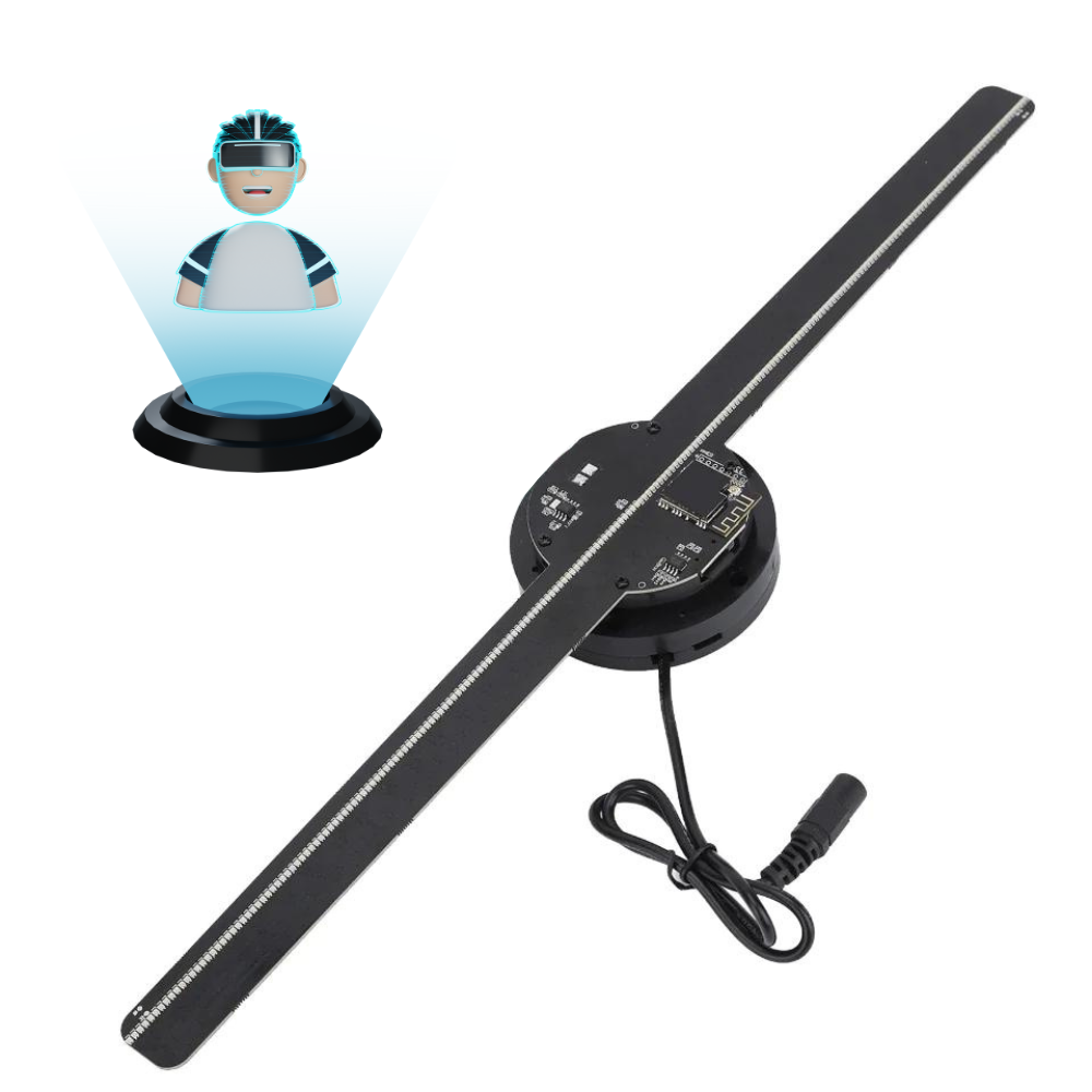 3d hologram led display fan showing floating visuals for advertising and decoration product shot