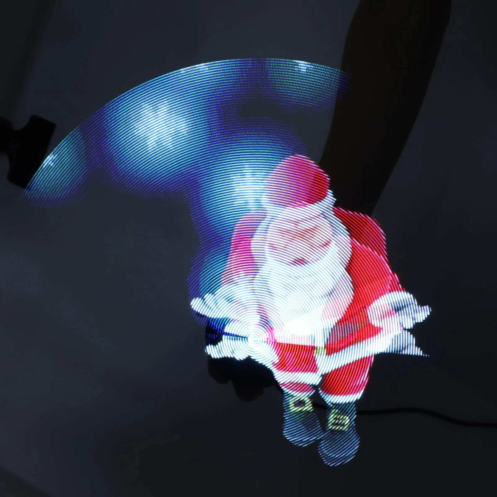 3d hologram led display fan showing floating visuals for advertising and decoration depiction of fan with santa claus hologram