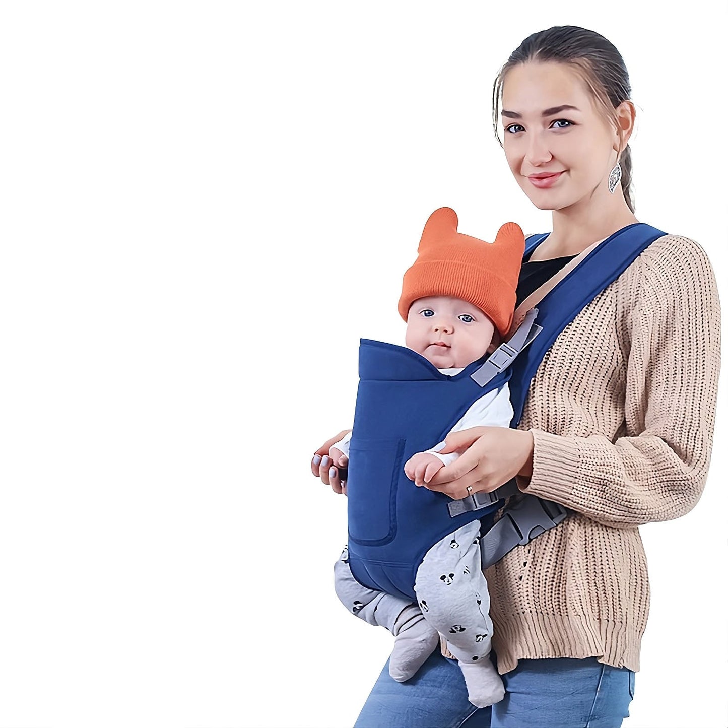4 in 1 baby carrier with adjustable ergonomic support and multiple carrying positions for newborns and toddlers model shot