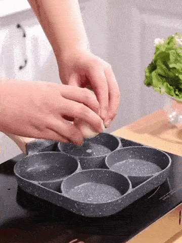 4 in 1 breakfast frying pan with multiple sections for cooking eggs bacon and pancakes gif