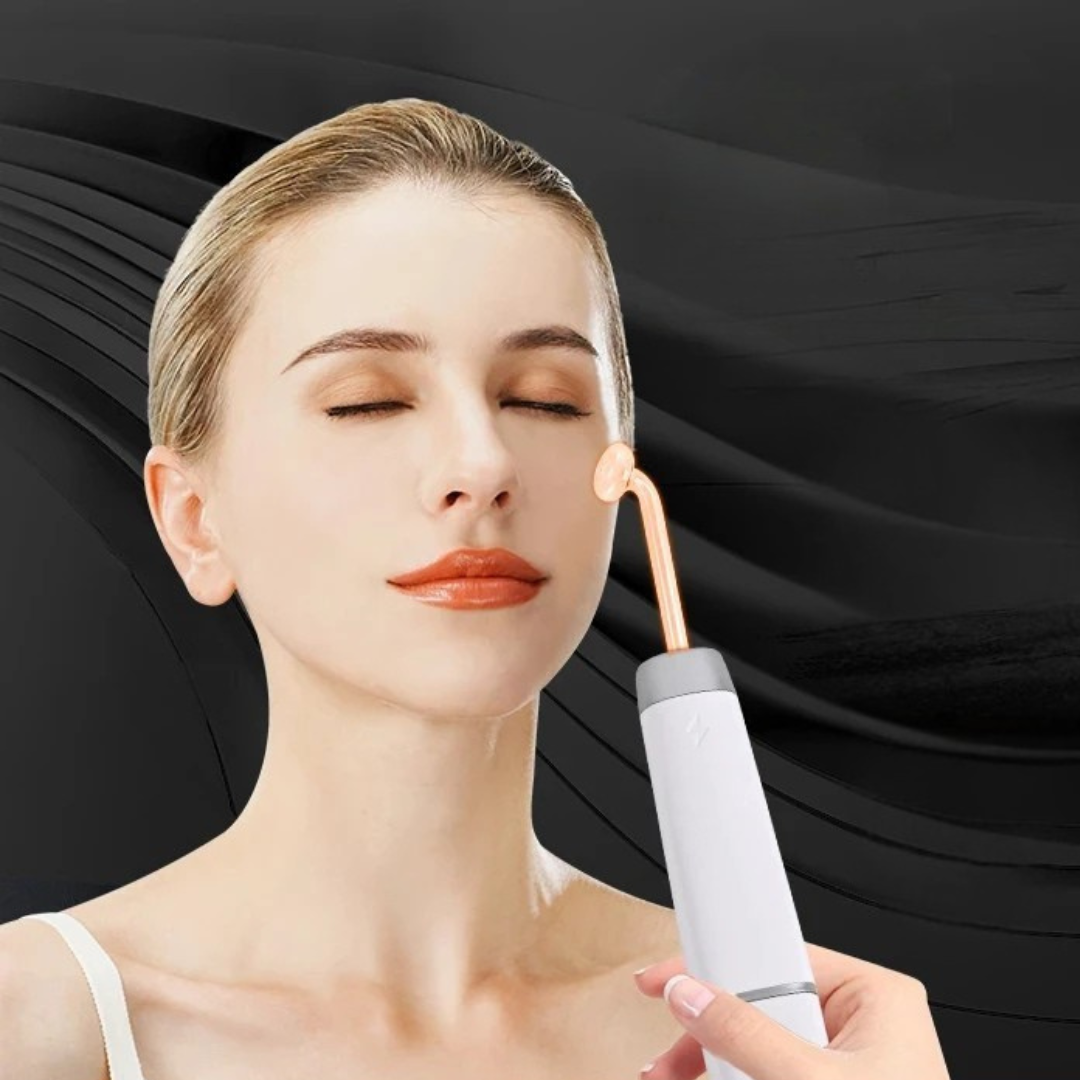 4 in 1 high frequency facial wand with interchangeable tubes for acne treatment and skin care model shot