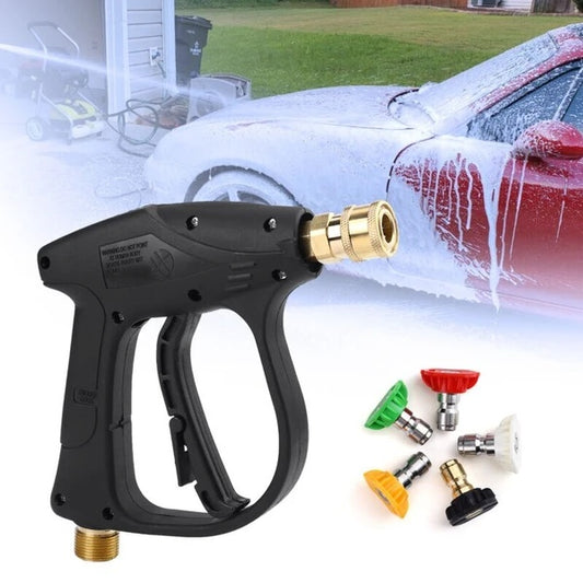 4000 PSI high pressure washer gun with foam spray wand and multiple nozzle tips for car and garden cleaning