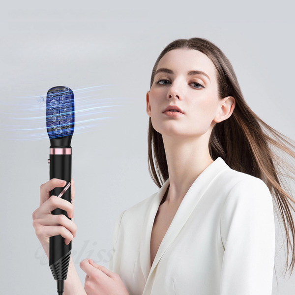6-in-1 hair dryer and styling tool designed for drying, curling, and smoothing hair with interchangeable attachments model shot