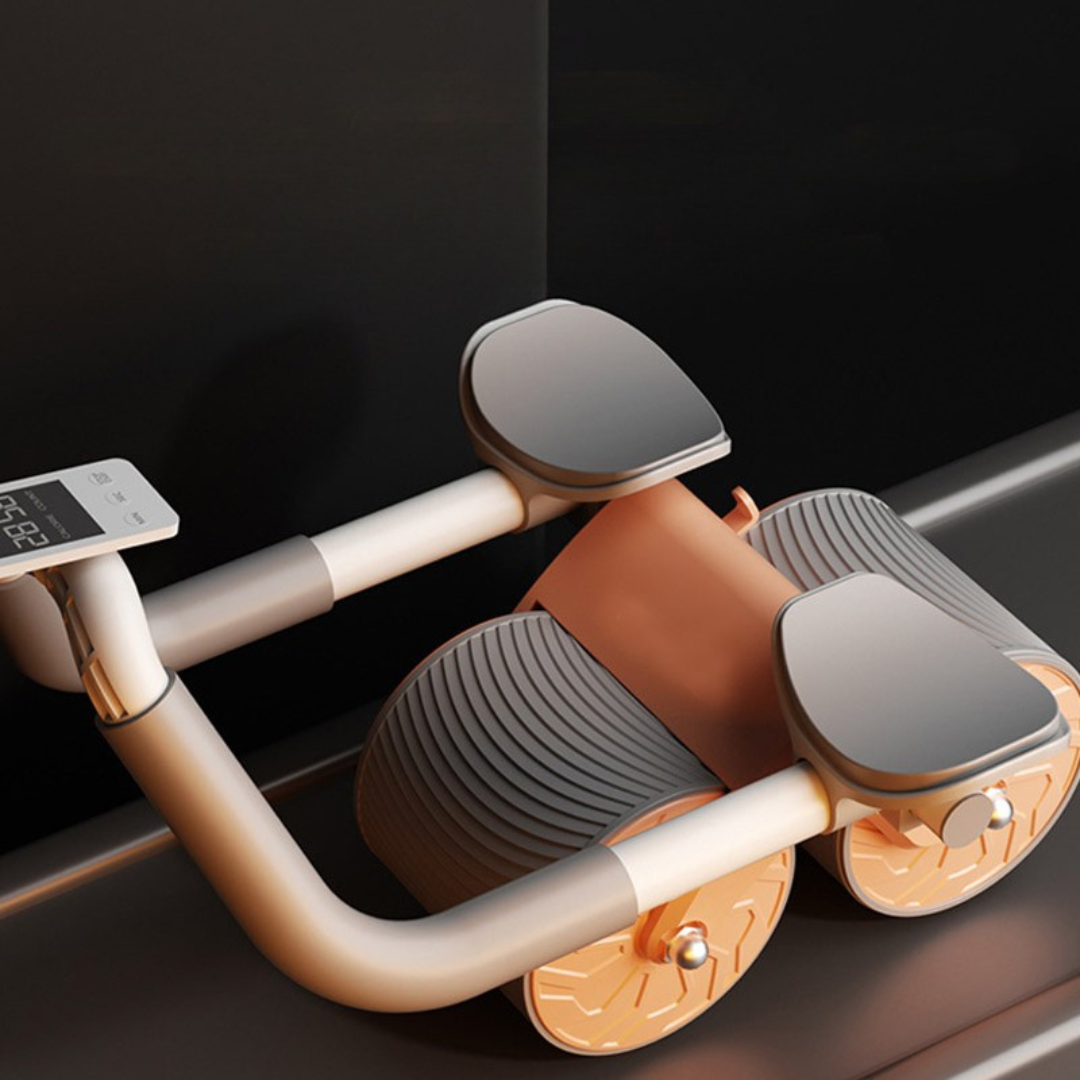 Ab roller with elbow support automatic rebound ab wheel for core workout depiction of intelligent brake system
