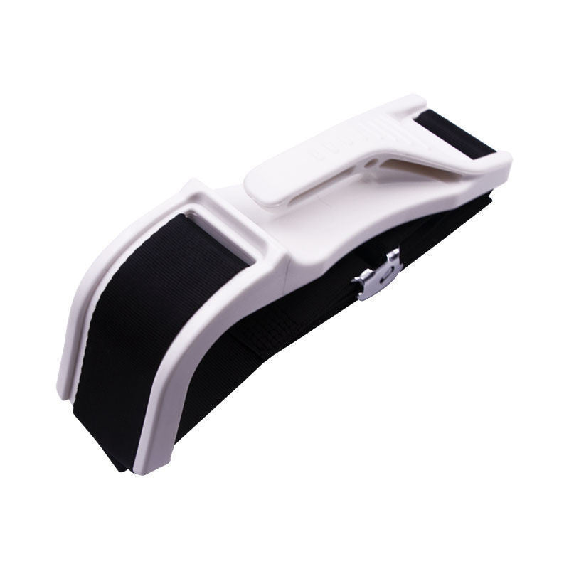 Adjustable car seat belt comforter for pregnancy designed to help position the seat belt comfortably away from the belly while driving depiction of white color (Color: White)