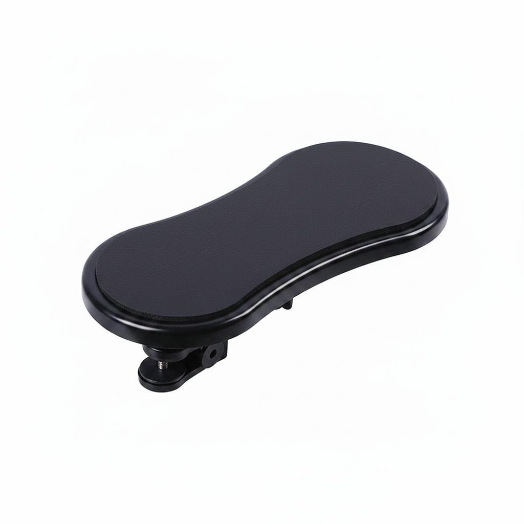 Adjustable desk arm rest in black color ergonomic support for computer use to reduce arm and shoulder strain (Color: Black)
