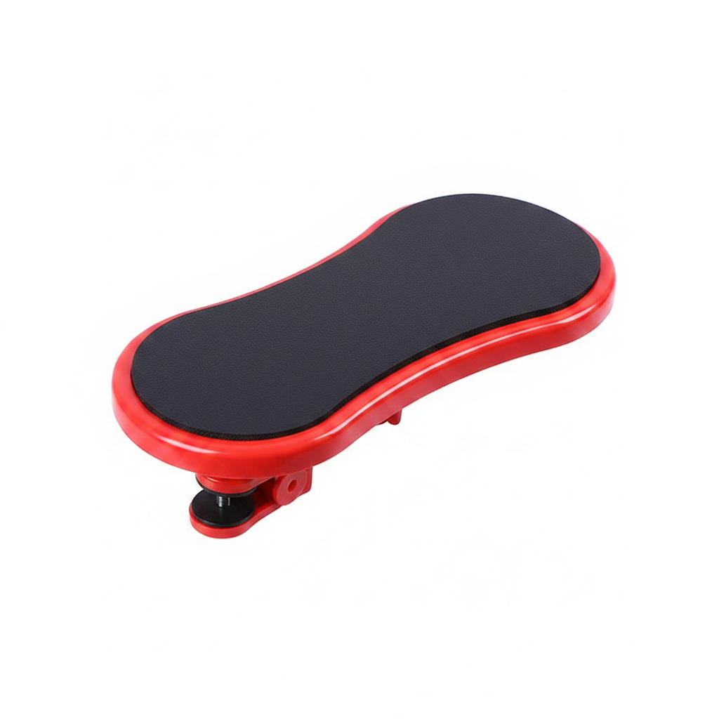 Adjustable desk arm rest in red color ergonomic support for computer use to reduce arm and shoulder strain (Color: Red)