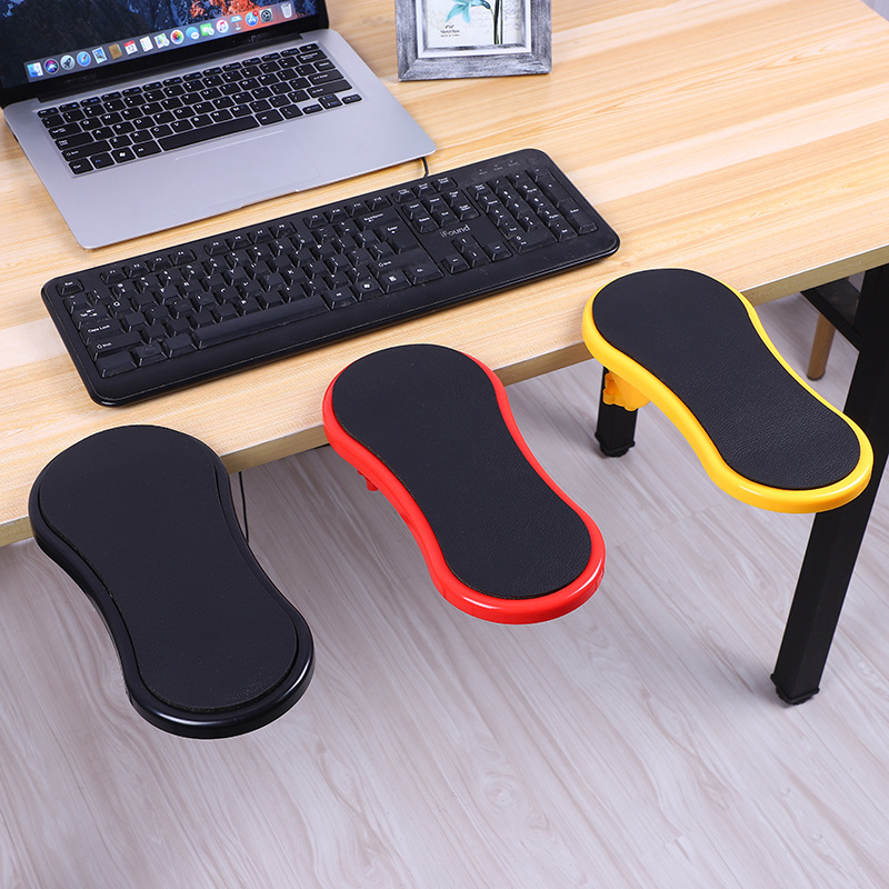 Adjustable desk arm rest ergonomic support for computer use to reduce arm and shoulder strain depiction of various color options