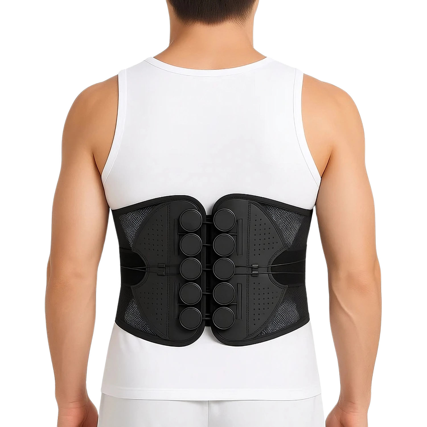 Adjustable lumbar support belt for back support posture and everyday comfort model shot