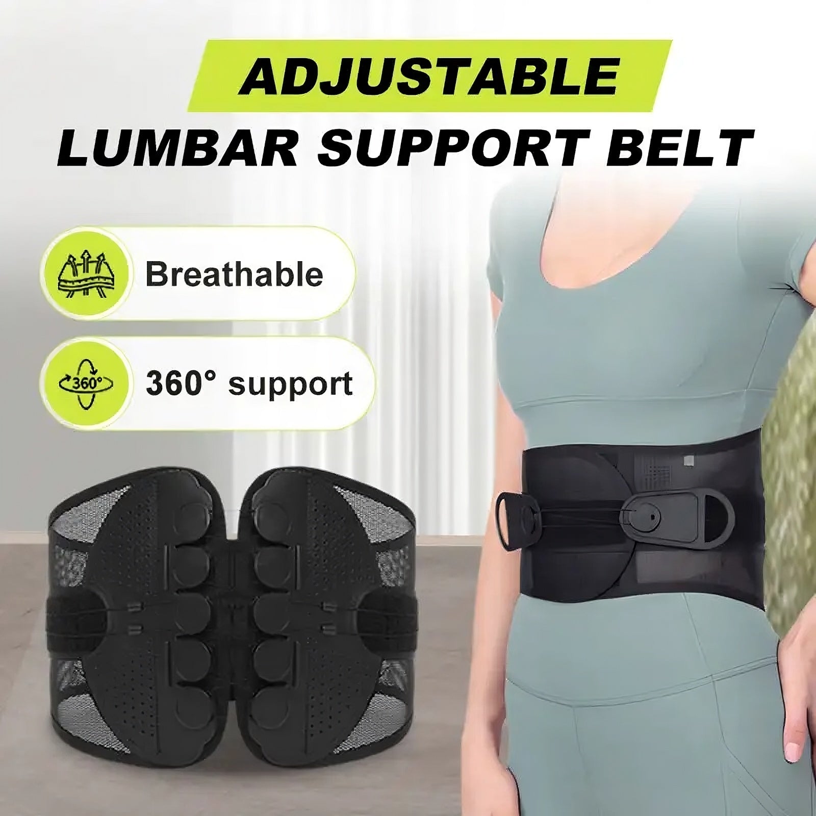Adjustable lumbar support belt for back support posture and everyday comfort product poster