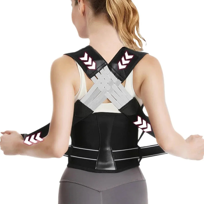 Adjustable posture corrector brace for back shoulder and neck support model shot