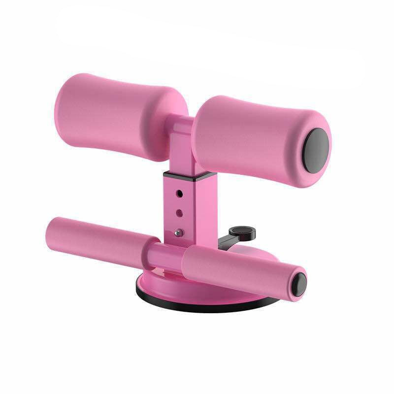 Adjustable suction sit up in double bar type and in pink color for home workout adjustable abdominal exercise tool (Color: Pink) (Type: Double Bar)