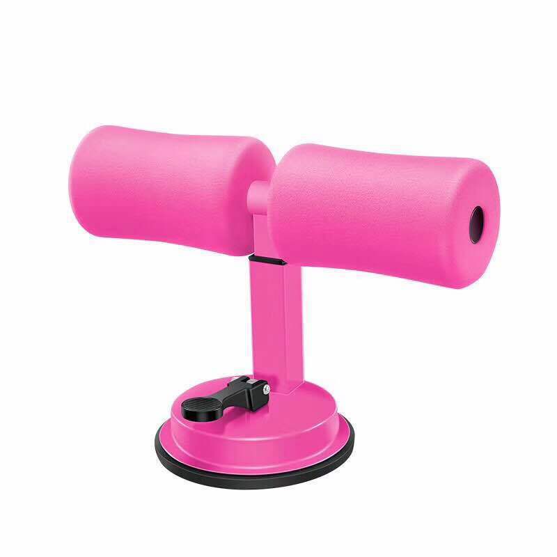 Adjustable suction sit up in single bar type and in pink color for home workout adjustable abdominal exercise tool (Color: Pink) (Type: Single Bar)