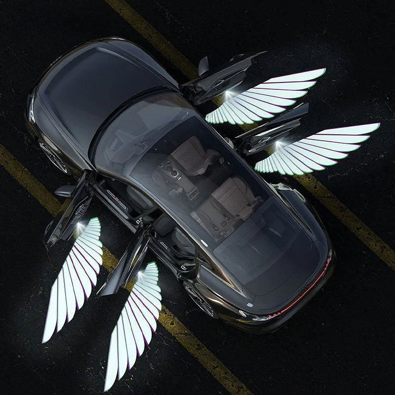 Angel wings car door lights projecting led wings when opening car door depiction of 4 projection lights