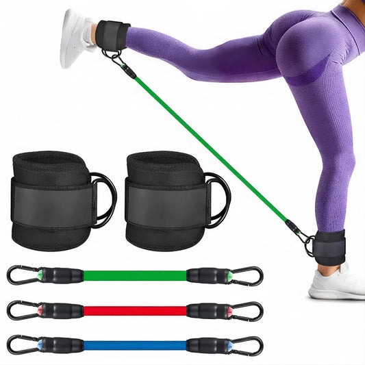 Ankle resistance bands set 6 pack with multiple resistance levels for glute leg and lower body workouts