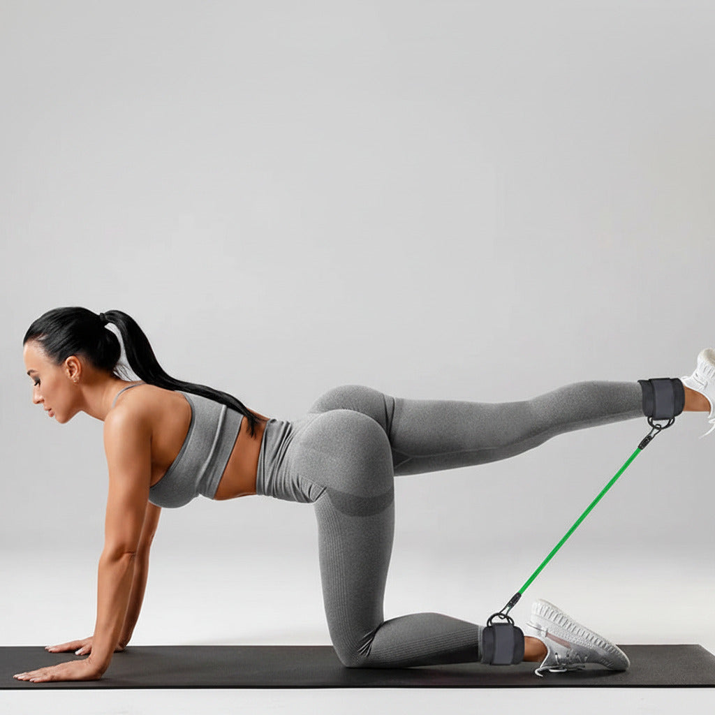 Ankle resistance bands set 6 pack with multiple resistance levels for glute leg and lower body workouts model shot