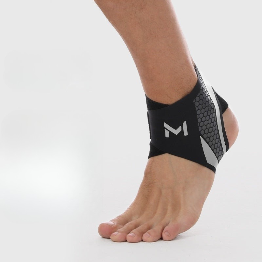 Ankle support and compression brace in gray color with lightweight flexible design for sports fitness and everyday comfort (Color: Gray)