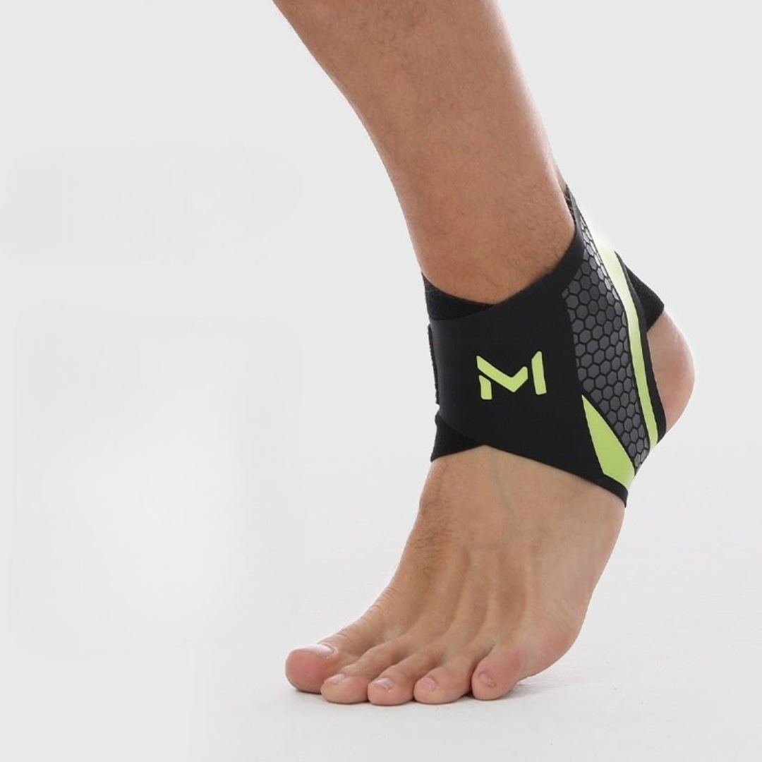 Ankle support and compression brace in green color with lightweight flexible design for sports fitness and everyday comfort (Color: Green)