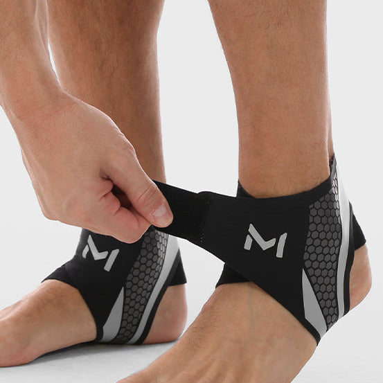 Ankle support and compression brace with lightweight flexible design for sports fitness and everyday comfort