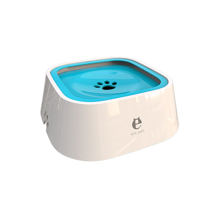 Anti spill pet water bowl in blue color with floating disk design to reduce mess and control drinking (Color: Blue)