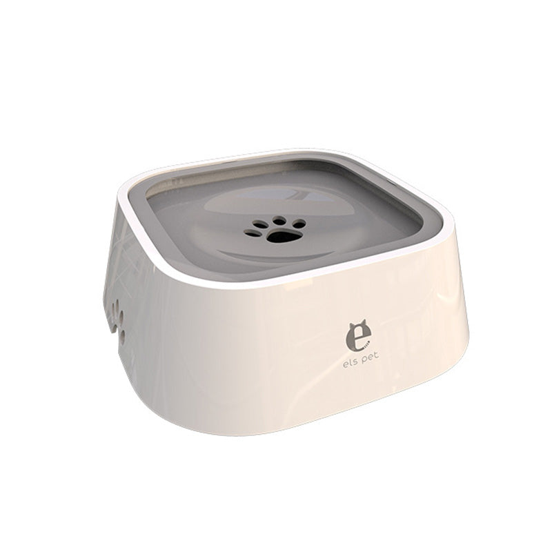 Anti spill pet water bowl in gray color with floating disk design to reduce mess and control drinking (Color: Gray)