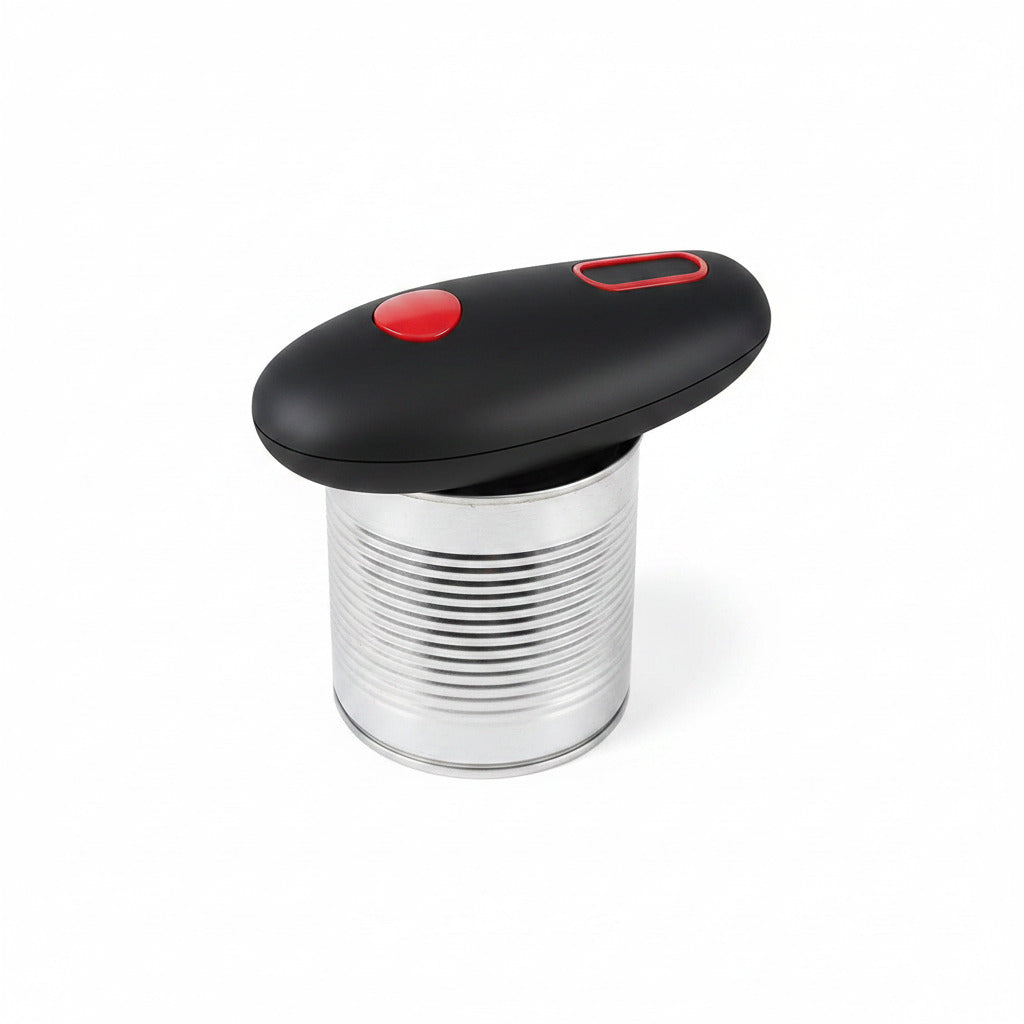 Automatic can opener with hands free design for safe and effortless kitchen use depiction of use