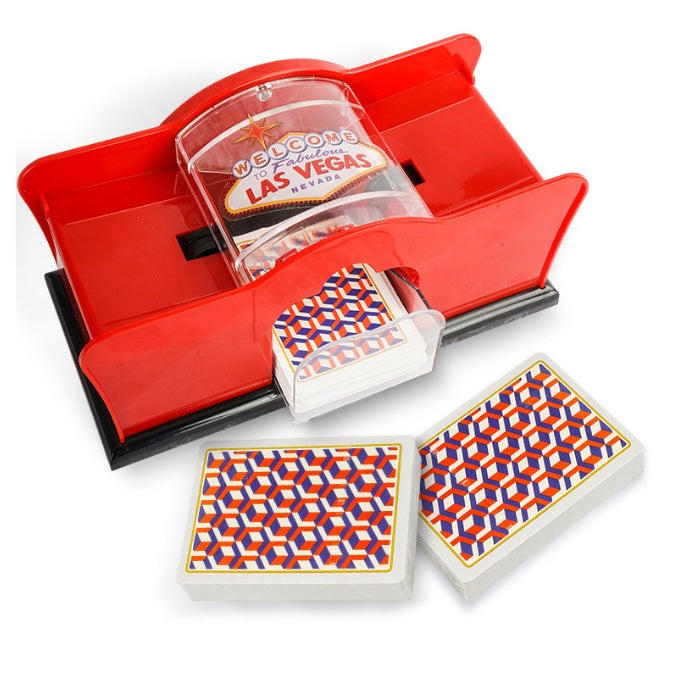 Automatic card shuffler in red color for 2 decks poker blackjack and card games (Color: Red)