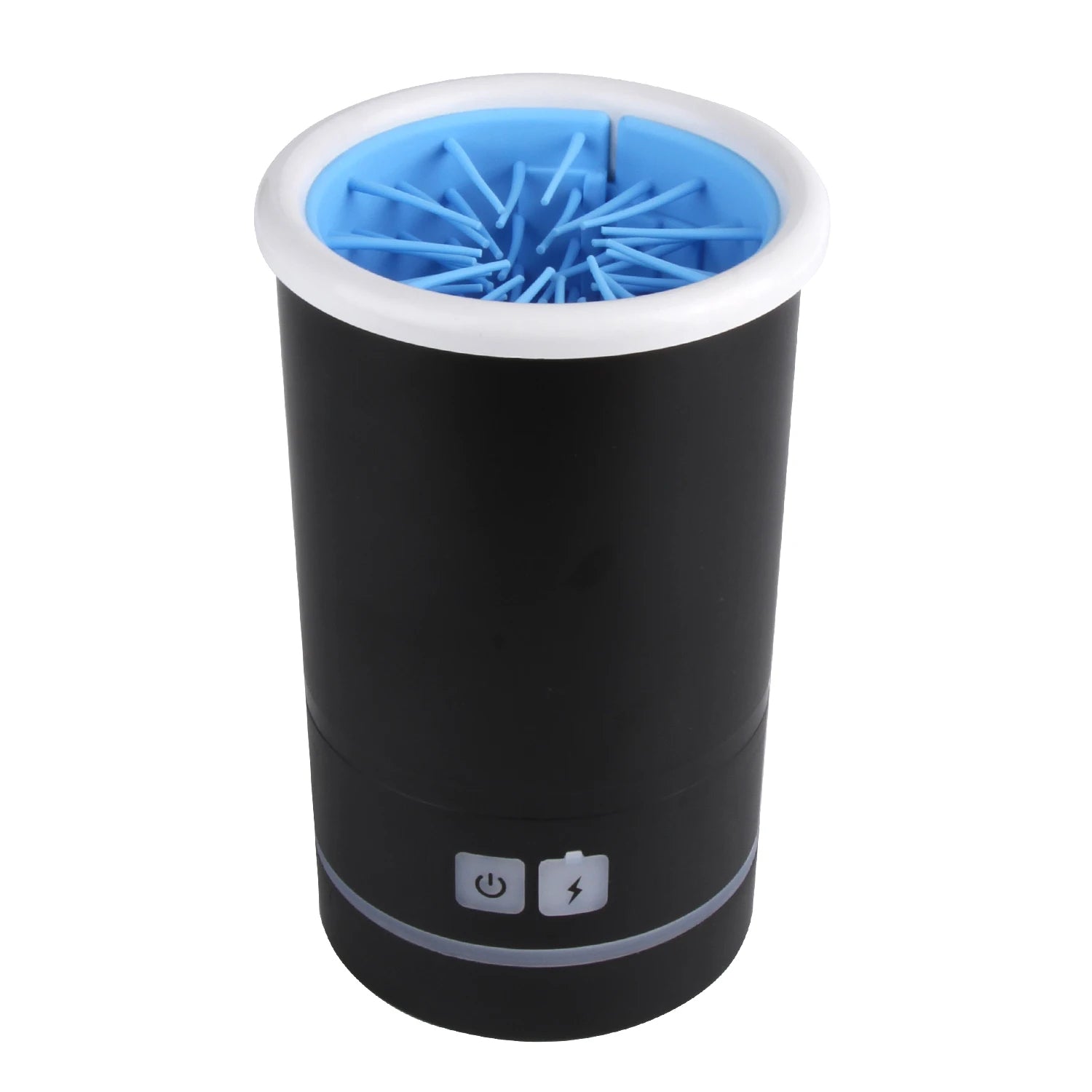 Automatic dog paw cleaner in black color with soft silicone bristles and rechargeable design (Color: Black)