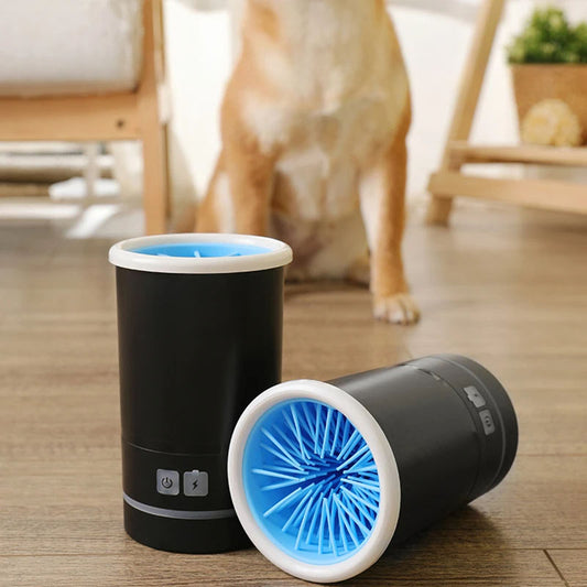 Automatic dog paw cleaner with soft silicone bristles and rechargeable design