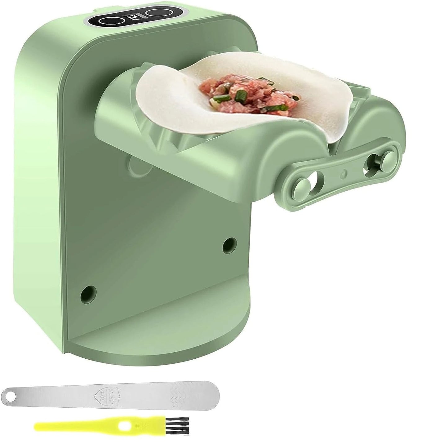 Automatic dumpling maker press in green color for quick and easy homemade dumplings (Color: Green)