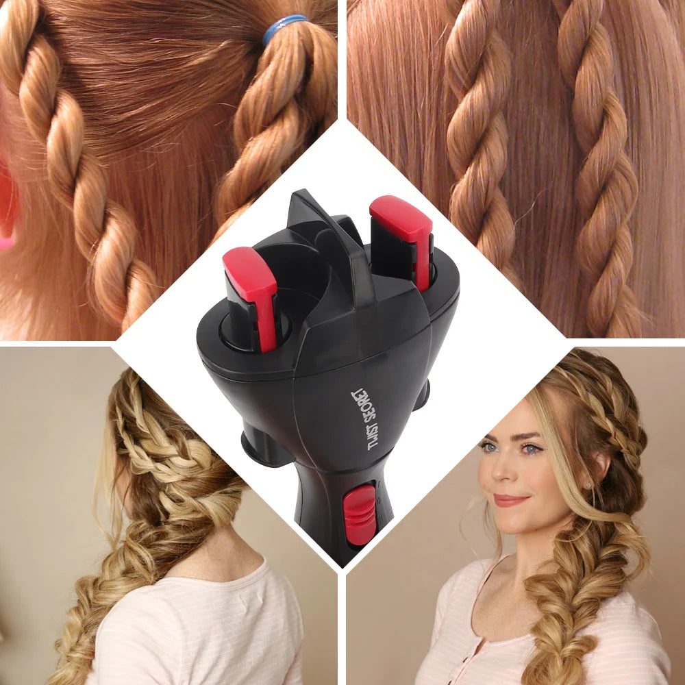 Automatic hair braiding tool for quick and easy braids portable design for styling depiction of hair braid styles