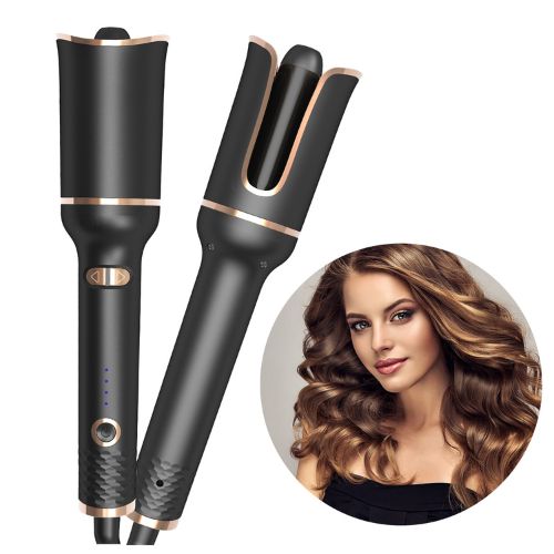 Automatic hair curler with ceramic heat technology and adjustable temperature settings for styling curls and waves
