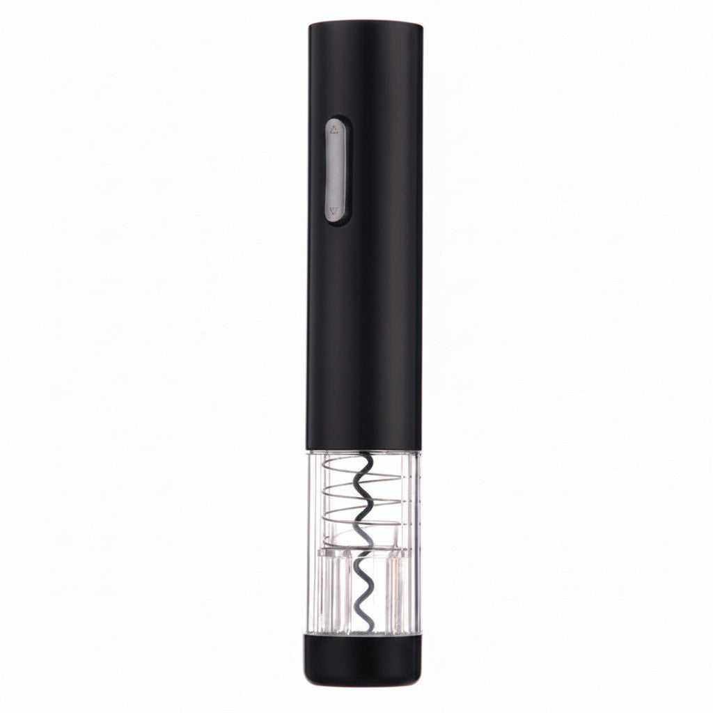 Automatic wine opener in black color with push button cork removal and sleek transparent modern design (Color: Black)