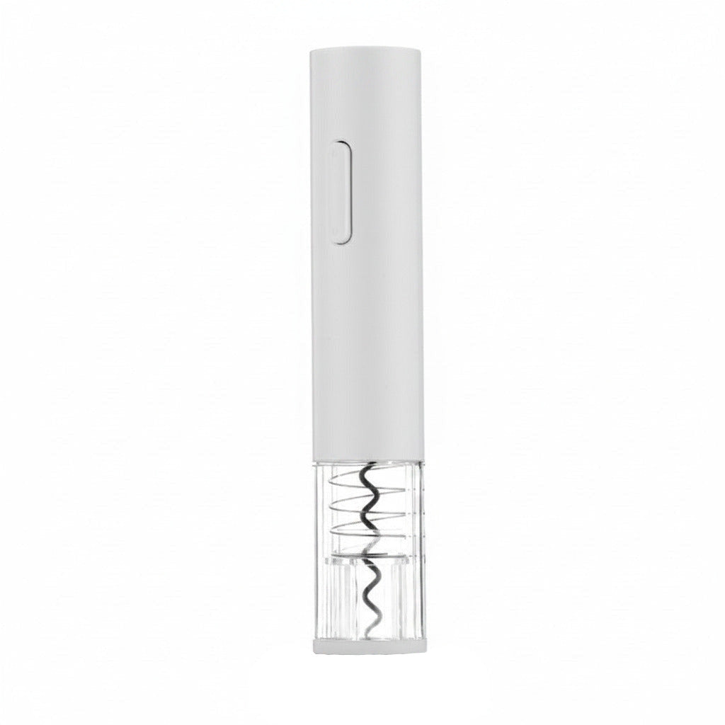 Automatic wine opener in white color with push button cork removal and sleek transparent modern design (Color: White)