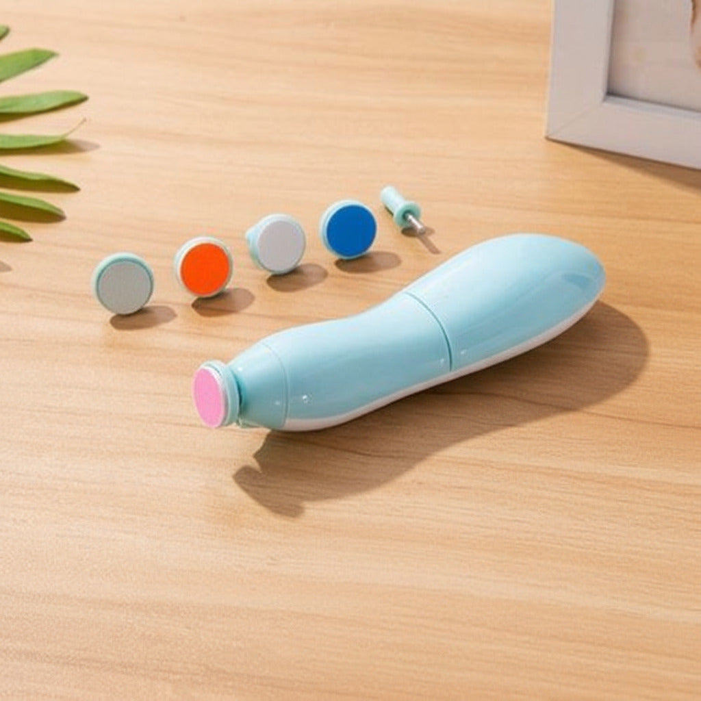 Baby automatic nail clipper with quiet gentle operation for safe infant nail trimming and polishing