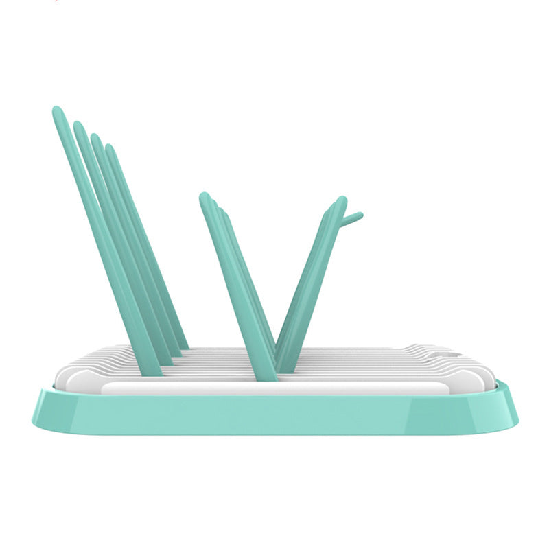 Baby bottle drying rack in green color with compartments for bottles pacifiers and accessories (Color: Green)