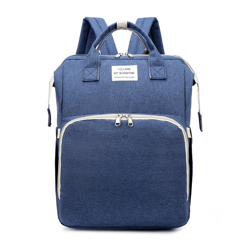 Baby diaper change backpack in blue color with organized storage pockets cushioned straps and portable changing design (Color: Blue)