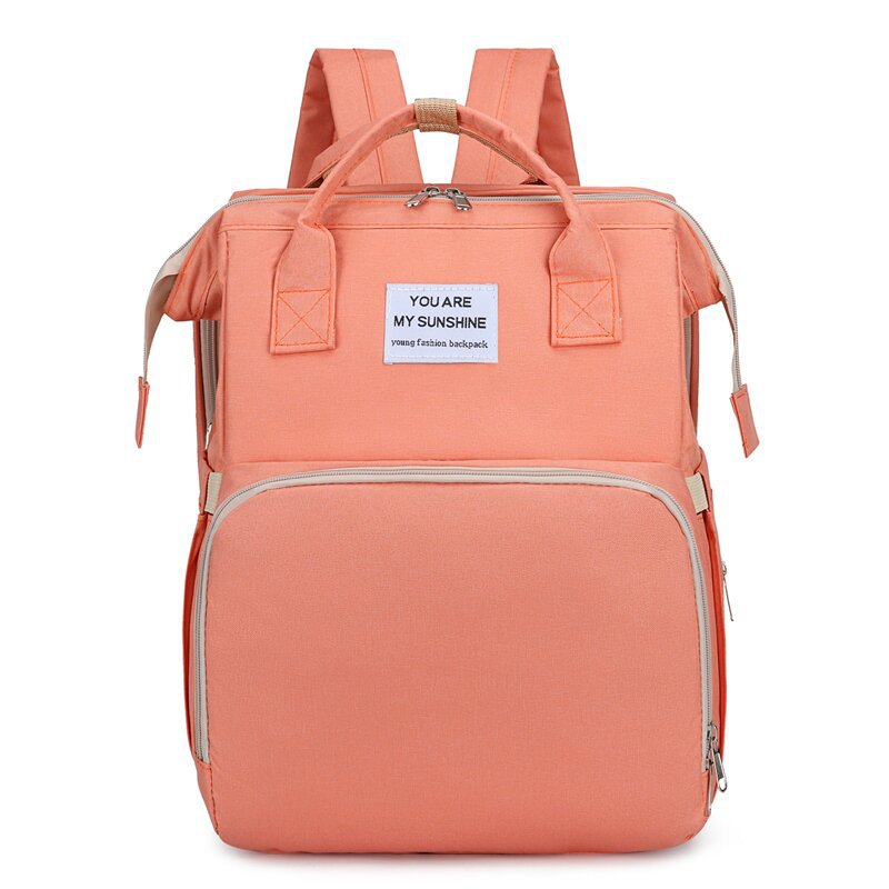 Baby diaper change backpack in pink color with organized storage pockets cushioned straps and portable changing design (Color: Pink)