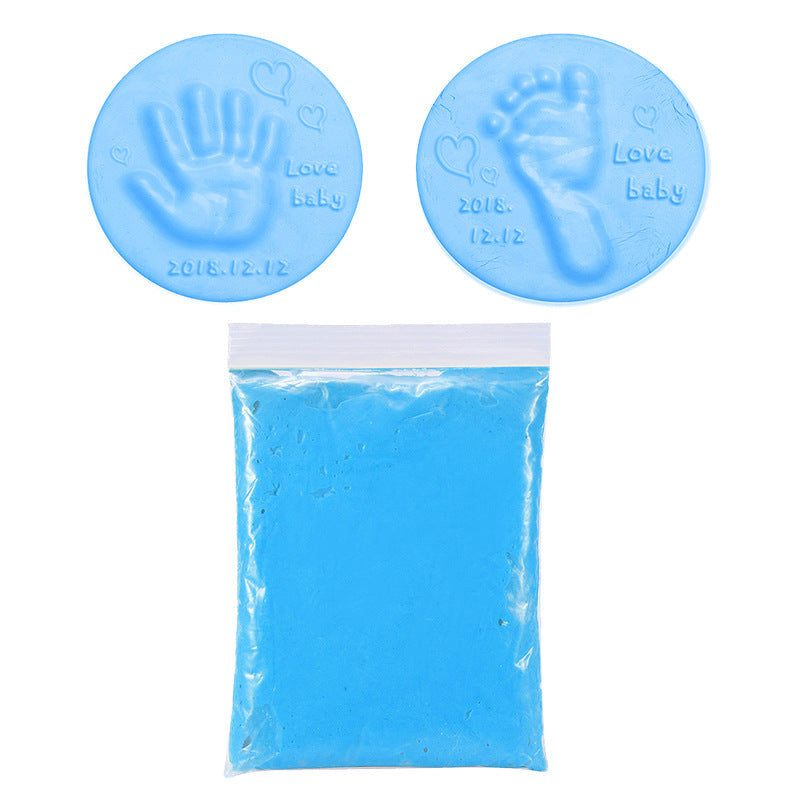 Baby handprint and footprint keepsake kit in blue color with clay for creating lasting memories (Color: Blue)