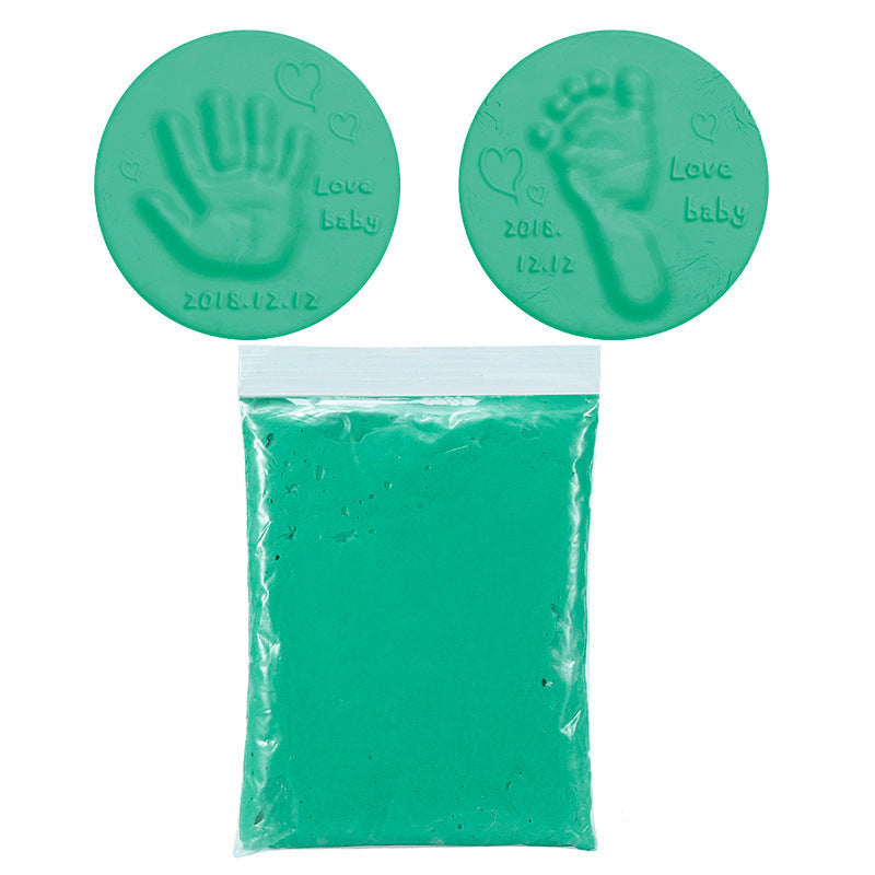Baby handprint and footprint keepsake kit in blue color with clay for creating lasting memories (Color: Green)
