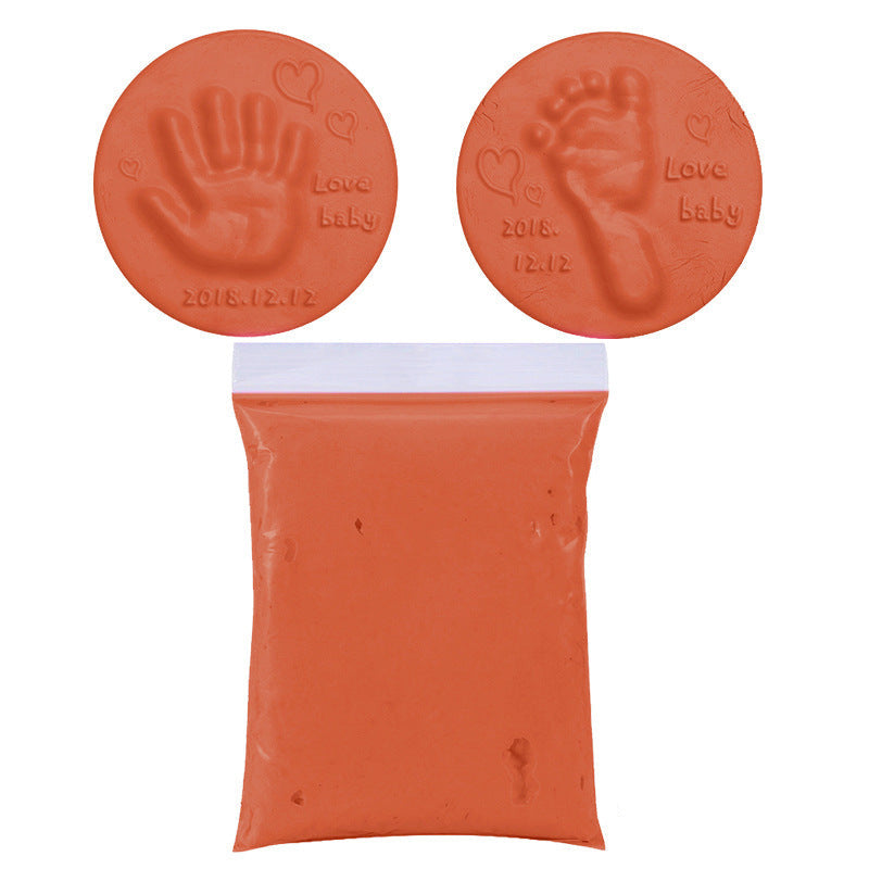Baby handprint and footprint keepsake kit in orange color with clay for creating lasting memories (Color: Orange)