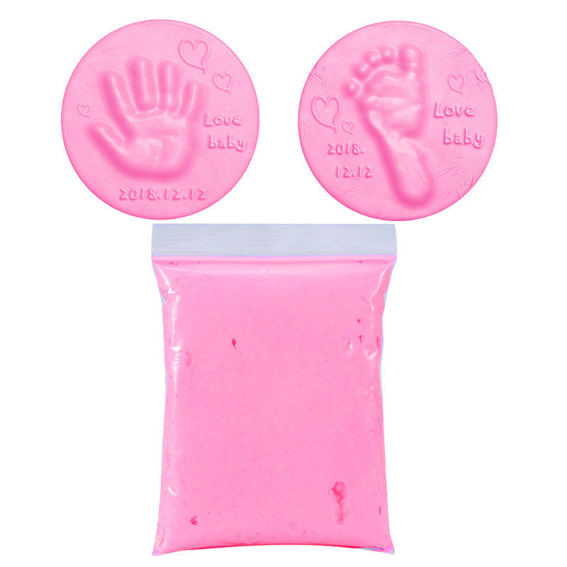 Baby handprint and footprint keepsake kit in blue color with clay for creating lasting memories (Color: Pink)