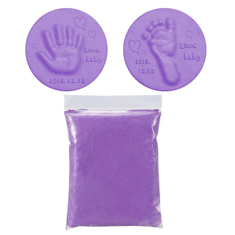 Baby handprint and footprint keepsake kit in purple color with clay for creating lasting memories (Color: Purple)