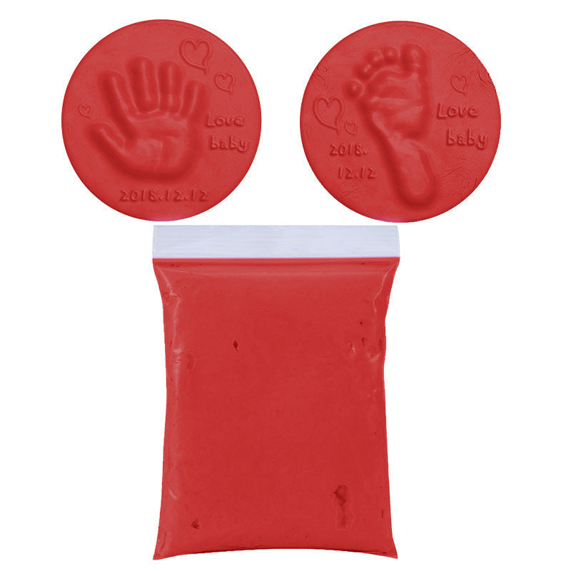 Baby handprint and footprint keepsake kit in red color with clay for creating lasting memories (Color: Red)