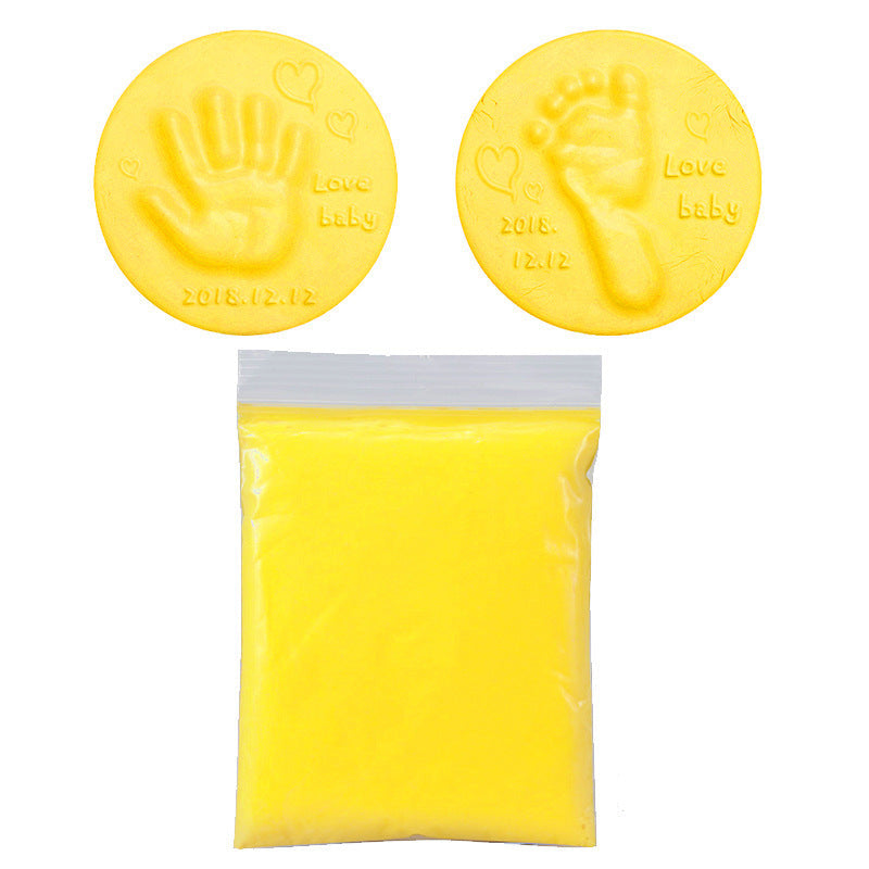 Baby handprint and footprint keepsake kit in yellow color with clay for creating lasting memories (Color: Yellow)