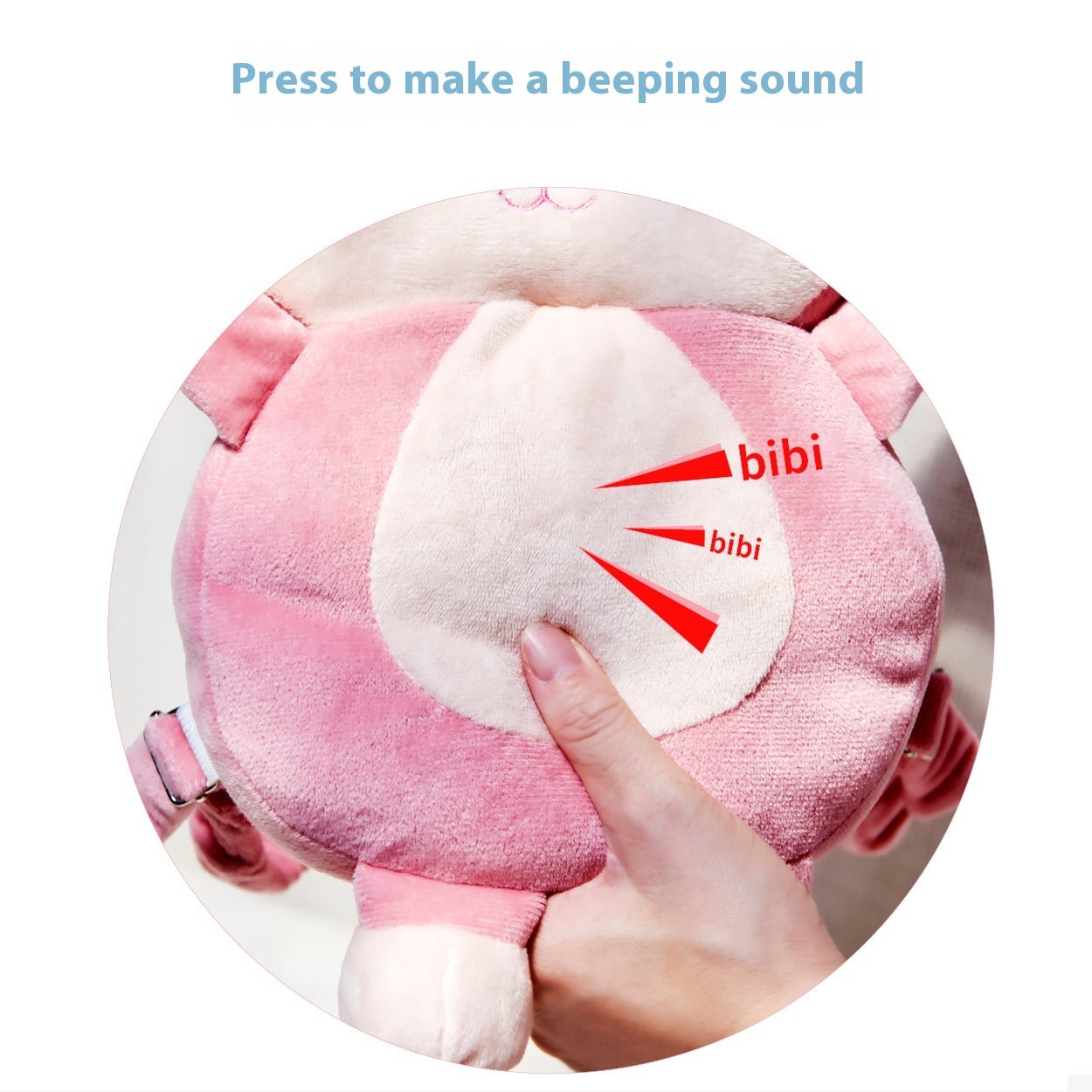 Baby head protection safety pad designed to cushion impacts and help protect infants during crawling and early walking beeping feature