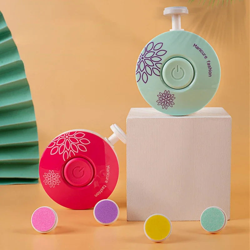 Baby nail trimmer in pink color with gentle grinding heads for safe and quiet nail care for infants product shot