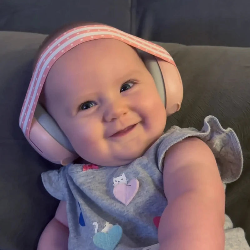 Baby noise protection earmuffs designed to reduce loud sounds and keep infants comfortable baby model shot