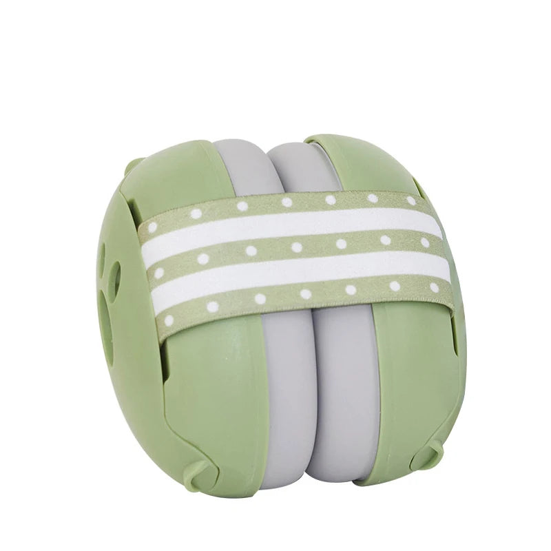 Baby noise protection earmuffs in green color designed to reduce loud sounds and keep infants comfortable (Color: Green)